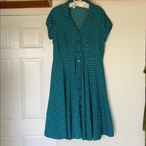 1940’s teal polka dot dress